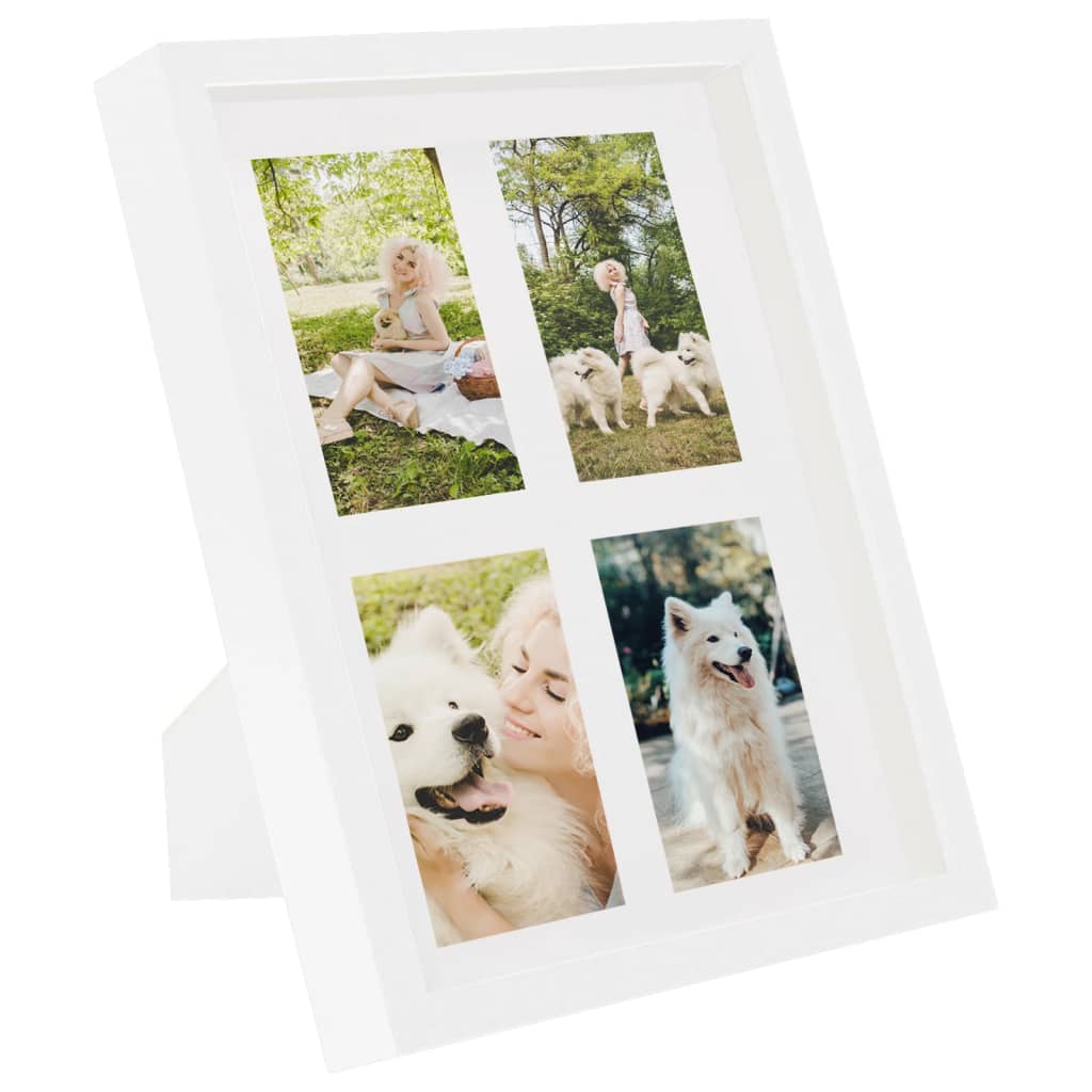 vidaXL Set Cornici Fotografiche 3D 3pz Bianco 28x35cm Foto 4x(10x15)cm