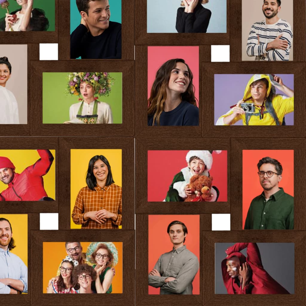 Cornice per Collage 24x(10x15 cm) Foto Marrone Scuro in MDF 332786