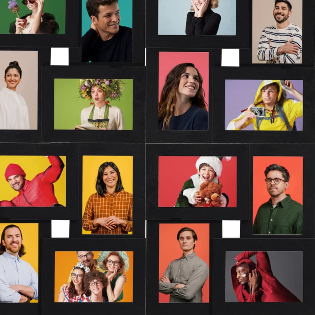 Cornice per Foto Collage per 24x(13x18 cm) Foto Nera in MDF 332791