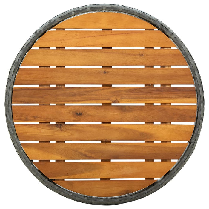 Tavolino da Tè Grigio 60 cm in Polyrattan e Massello di Acacia 316510
