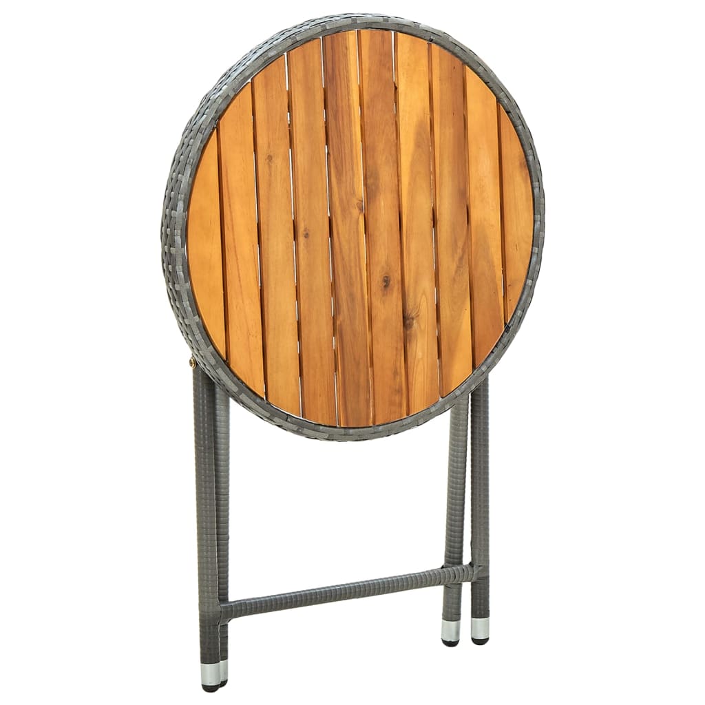 Tavolino da Tè Grigio 60 cm in Polyrattan e Massello di Acacia 316510