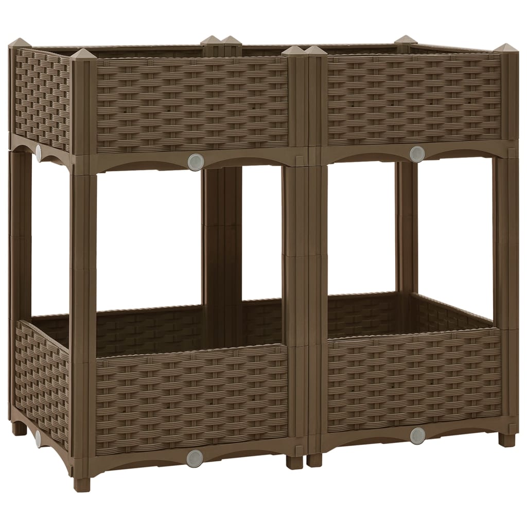 Fioriera rialzata piante fiori giardino 80 x 40 x 71 cm polipropilene marrone 02_0000949