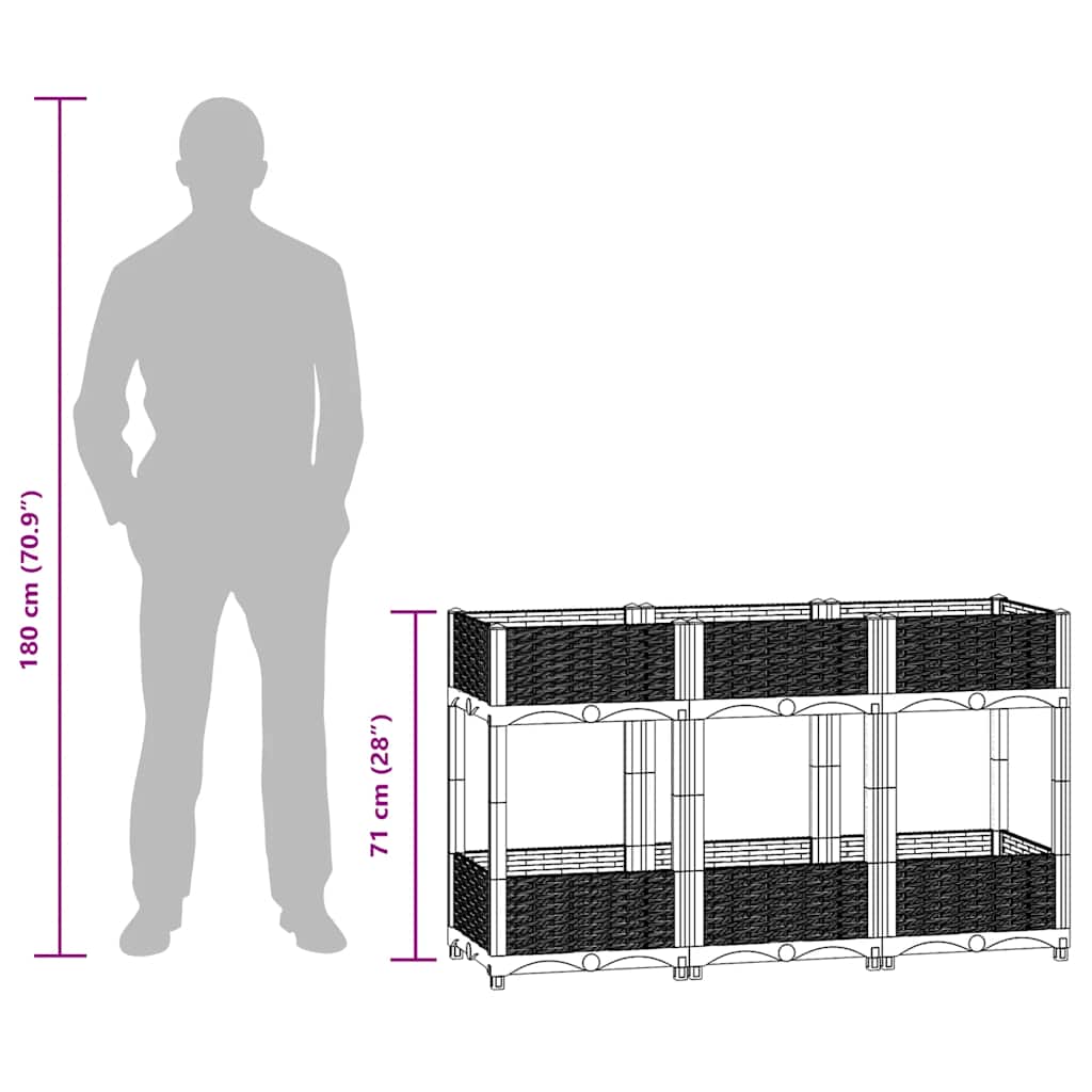 Fioriera Rialzata-Vaso da Esterno-Fioriera Elevata 120x40x71 cm in Polipropilene 275993