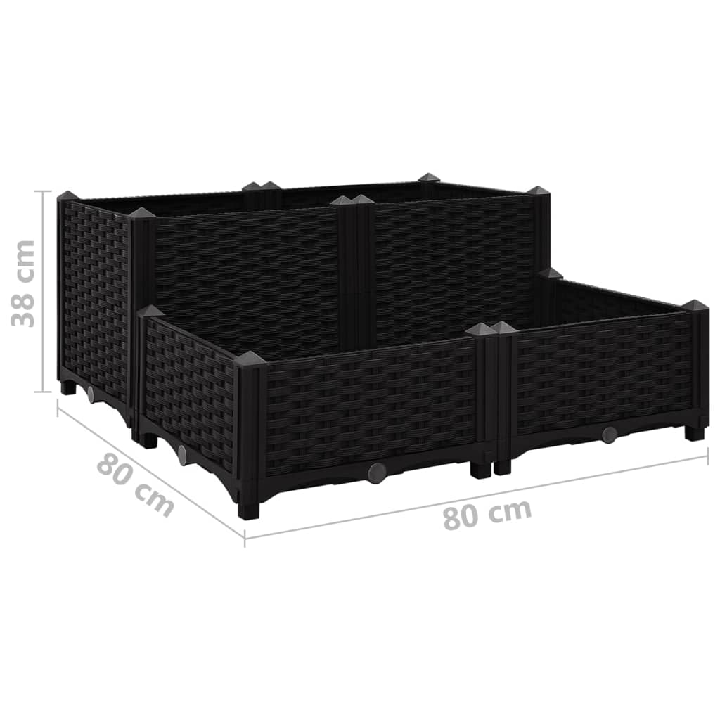 Fioriera rialzata fioriera portavaso per piante aiuola giardino balcone terrazzo esterno 80 x 80 x 38 cm polipropilene nero 02_0000958