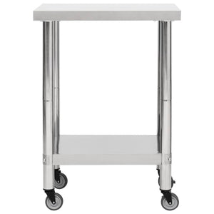 Tavolo da Lavoro Cucina con Ruote 60x30x85 cm in Acciaio Inox 51631