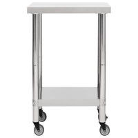 Tavolo da lavoro cucina con ruote piano di lavoro gourmet spazio commerciale ristorante 60 x 60 cm acciaio inox 02_0001914