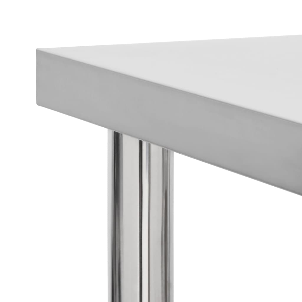 Tavolo da Lavoro Cucina con Ruote 60x60x85 cm in Acciaio Inox 51633