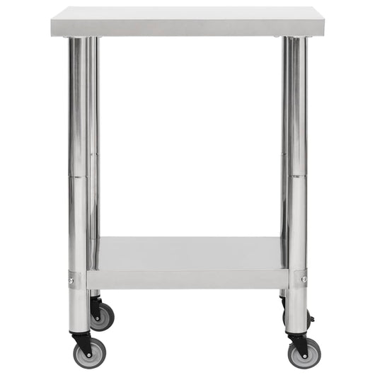 Tavolo da Lavoro Cucina con Ruote 80x30x85 cm in Acciaio Inox 51634