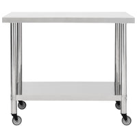 Tavolo da lavoro cucina con ruote 100 x 30 x 85 cm acciaio inox 02_0001910