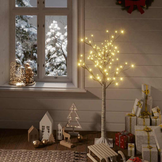 Albero Natale 128 LED 1,2 m Salice Bianco Caldo Interno Esterno 332952