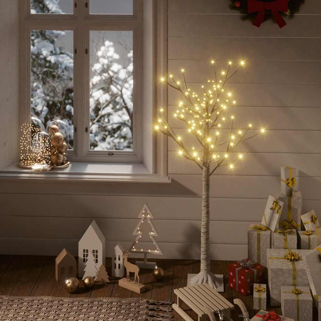 Albero Natale 128 LED 1,2 m Salice Bianco Caldo Interno Esterno 332952