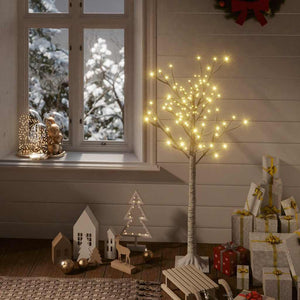 Albero Natale 128 LED 1,2 m Salice Bianco Caldo Interno Esterno 332952