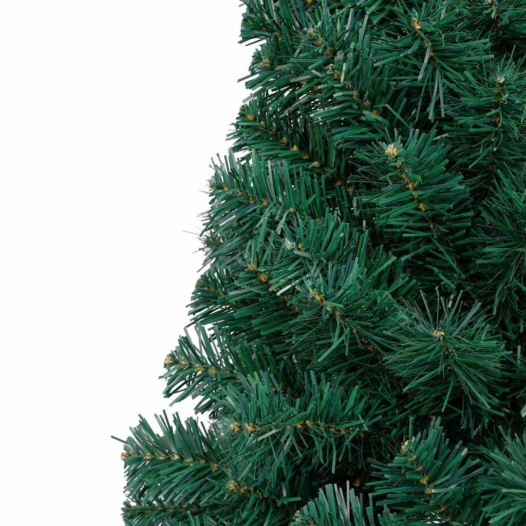 Albero di Natale a Metà Preilluminato con Palline Verde 180 cm 3077479