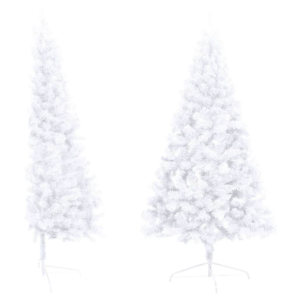 Set Albero Natale Artificiale a Metà LED Palline Bianco 150cm 3077483