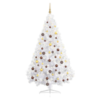 Set Albero Natale Artificiale a Metà LED Palline Bianco 180cm 3077484