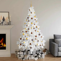 Set Albero Natale Artificiale a Metà LED Palline Bianco 210cm 3077485