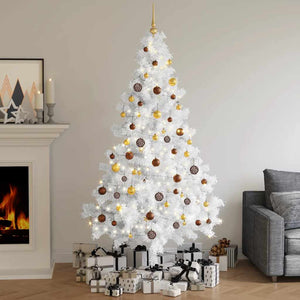 Set Albero Natale Artificiale a Metà LED Palline Bianco 210cm 3077485