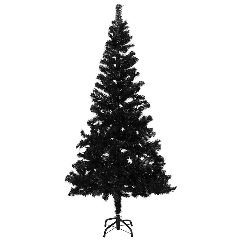 Albero di Natale Preilluminato con Palline Nero 150 cm PVC 3077503