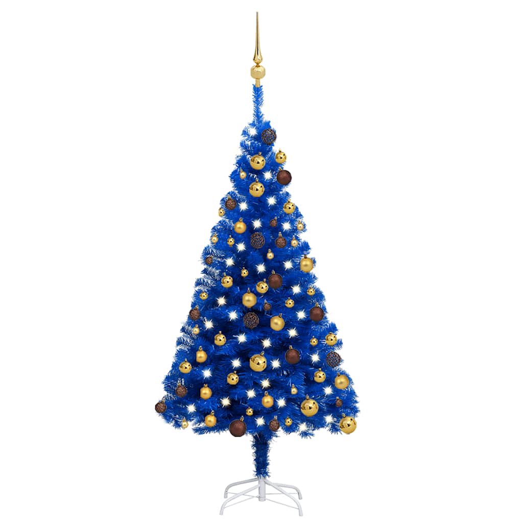 Albero di Natale Preilluminato con Palline Blu 120 cm PVCcod mxl 120769