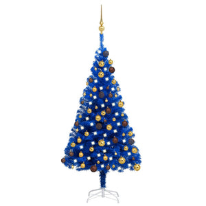 Albero di Natale Preilluminato con Palline Blu 120 cm PVCcod mxl 120769