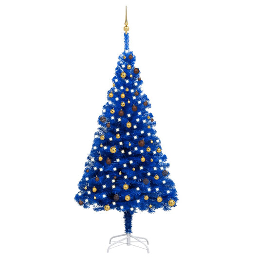 Albero di Natale Preilluminato con Palline Blu 240 cm PVCcod mxl 120768