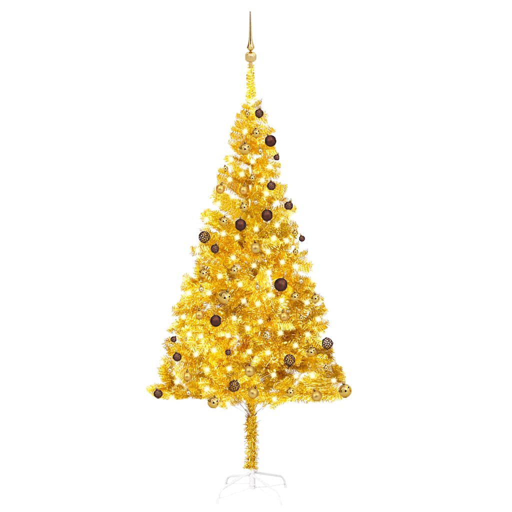 Set Albero Natale Artificiale con LED e Palline Oro 240 cm PET cod mxl 18076