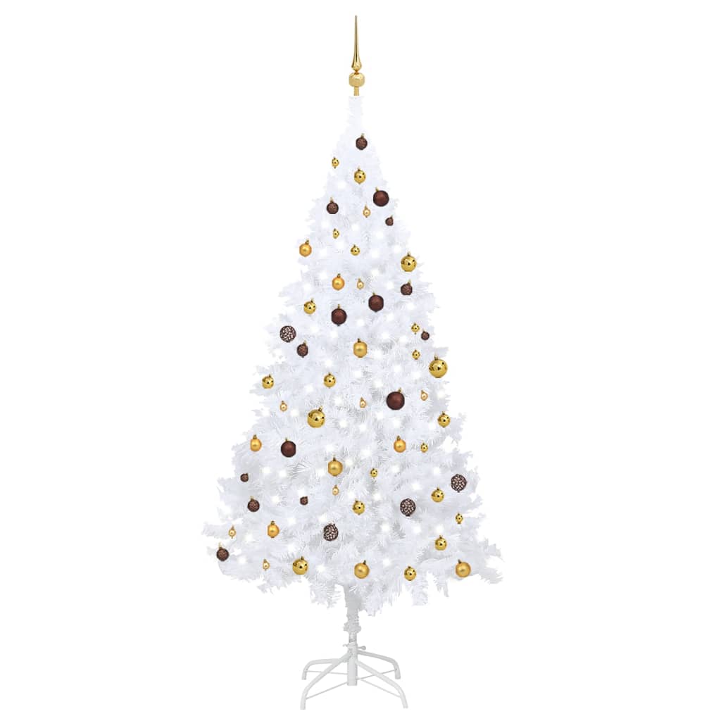 Albero di Natale Preilluminato con Palline Bianco 240 cm PVCcod mxl 72859