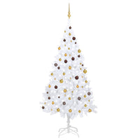 Albero di Natale Preilluminato con Palline Bianco 240 cm PVCcod mxl 72859