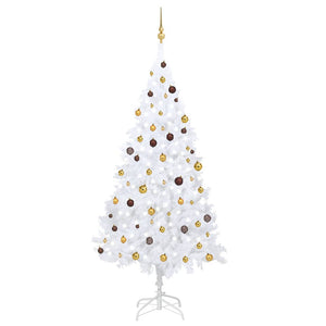 Albero di Natale Preilluminato con Palline Bianco 240 cm PVCcod mxl 72859