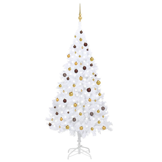 Albero di Natale Preilluminato con Palline Bianco 240 cm PVCcod mxl 72859
