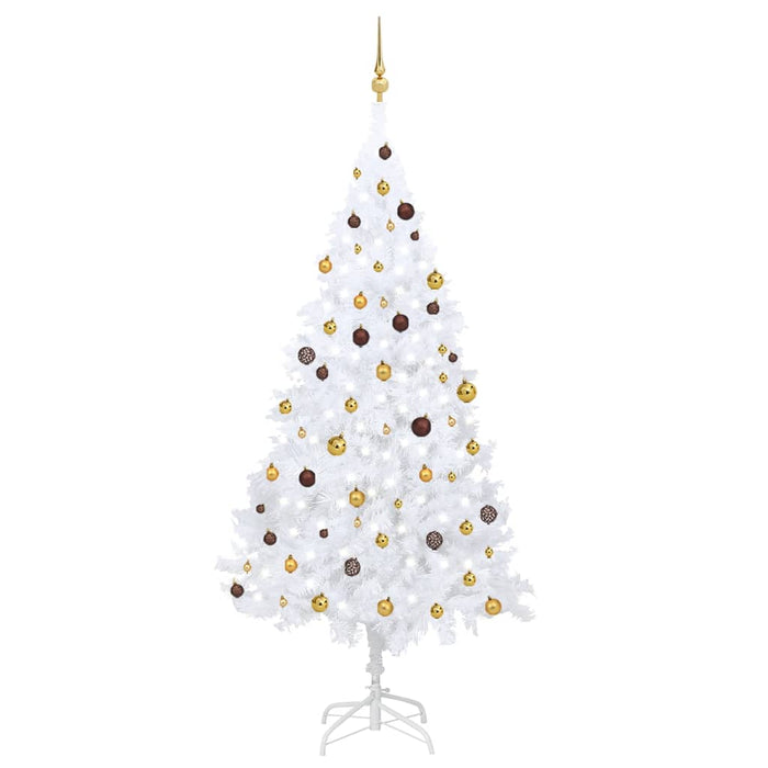 Albero di Natale Preilluminato con Palline Bianco 240 cm PVCcod mxl 72859