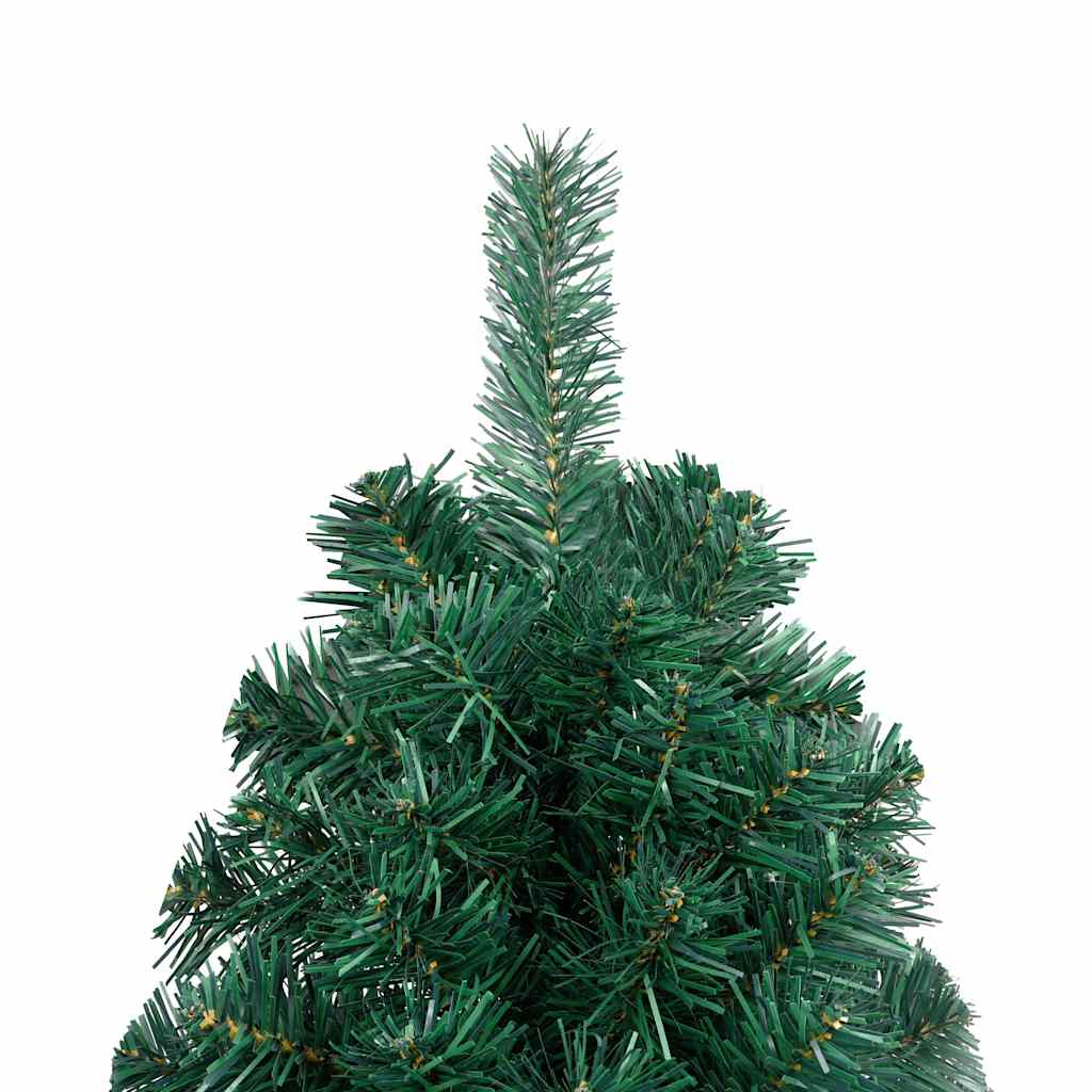 Albero di Natale a Metà Preilluminato con Palline Verde 150 cm 3077564