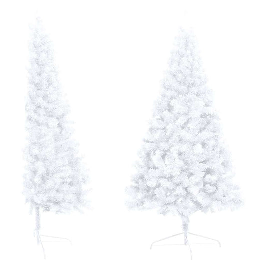 Albero di Natale a Metà Preilluminato con Palline Bianco 240 cm 3077572