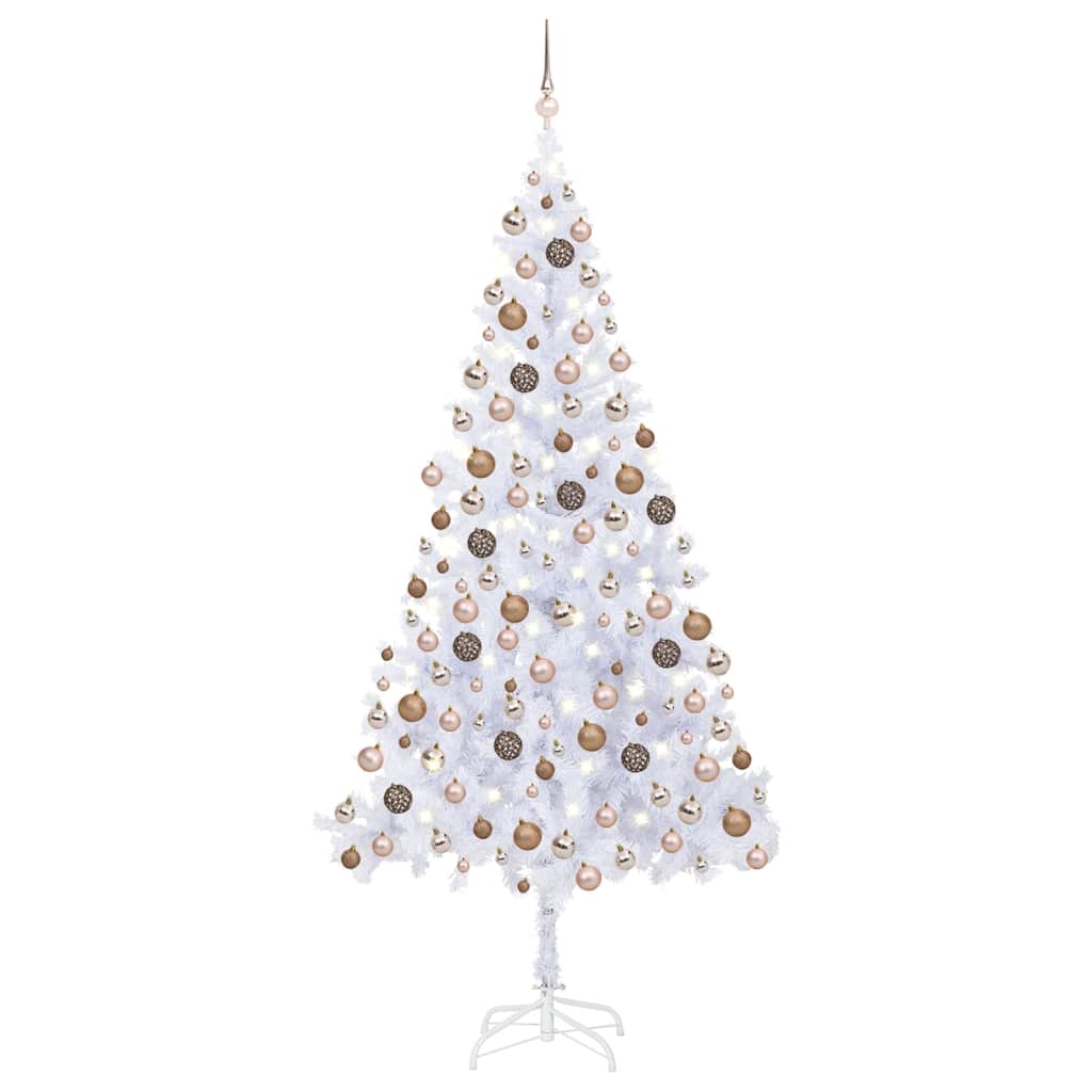 Albero di Natale Preilluminato Palline Bianco 210 cm 910 Rami