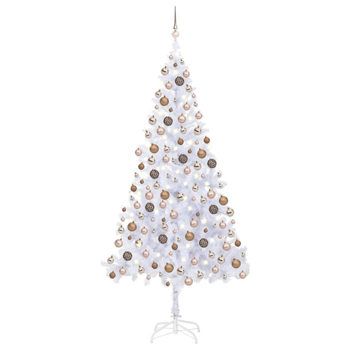 Albero di Natale Preilluminato Palline Bianco 210 cm 910 Rami