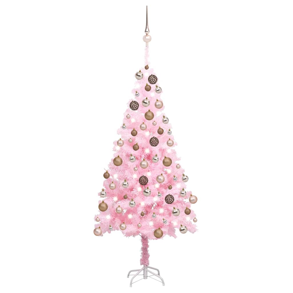 Set Albero Natale Artificiale con LED e Palline Rosa 180 cm PVC  cod mxl 17083