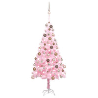 Set Albero Natale Artificiale con LED e Palline Rosa 180 cm PVC  cod mxl 17083