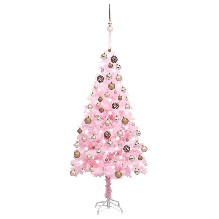 Set Albero Natale Artificiale con LED e Palline Rosa 180 cm PVC  cod mxl 17083
