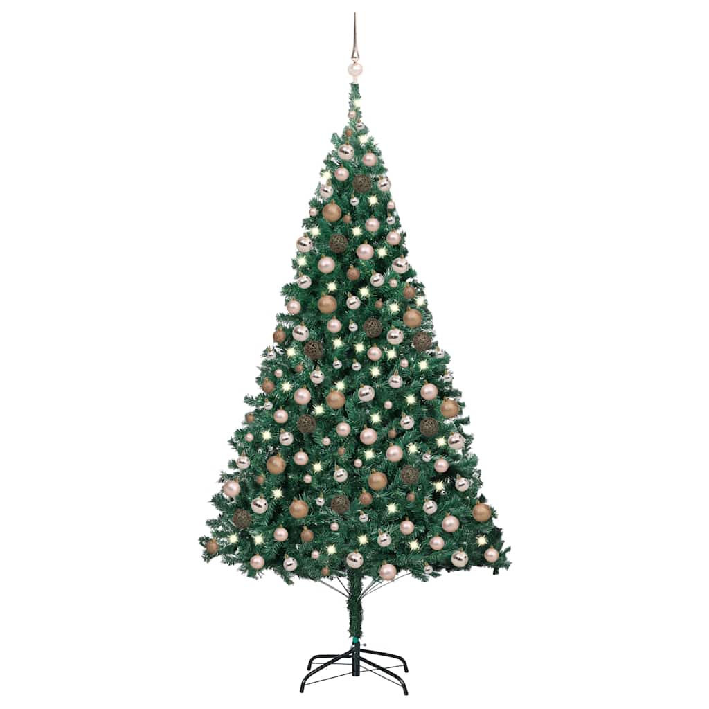 Albero di Natale Preilluminato con Palline Verde 240 cm PVCcod mxl 72860