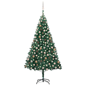 Albero di Natale Preilluminato con Palline Verde 240 cm PVCcod mxl 72860