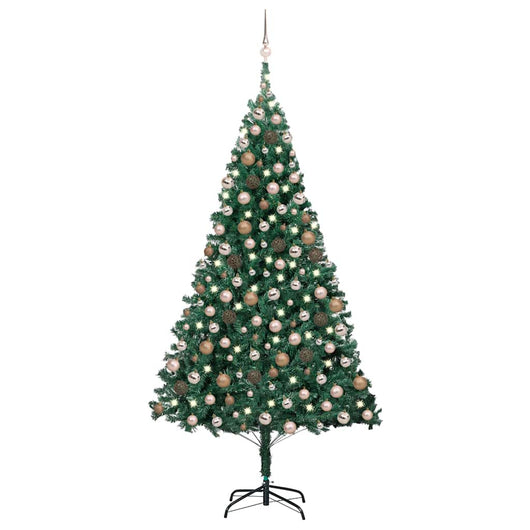 Albero di Natale Preilluminato con Palline Verde 240 cm PVCcod mxl 72860