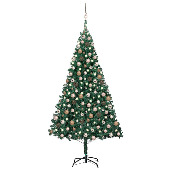Albero di Natale Preilluminato con Palline Verde 240 cm PVCcod mxl 72860