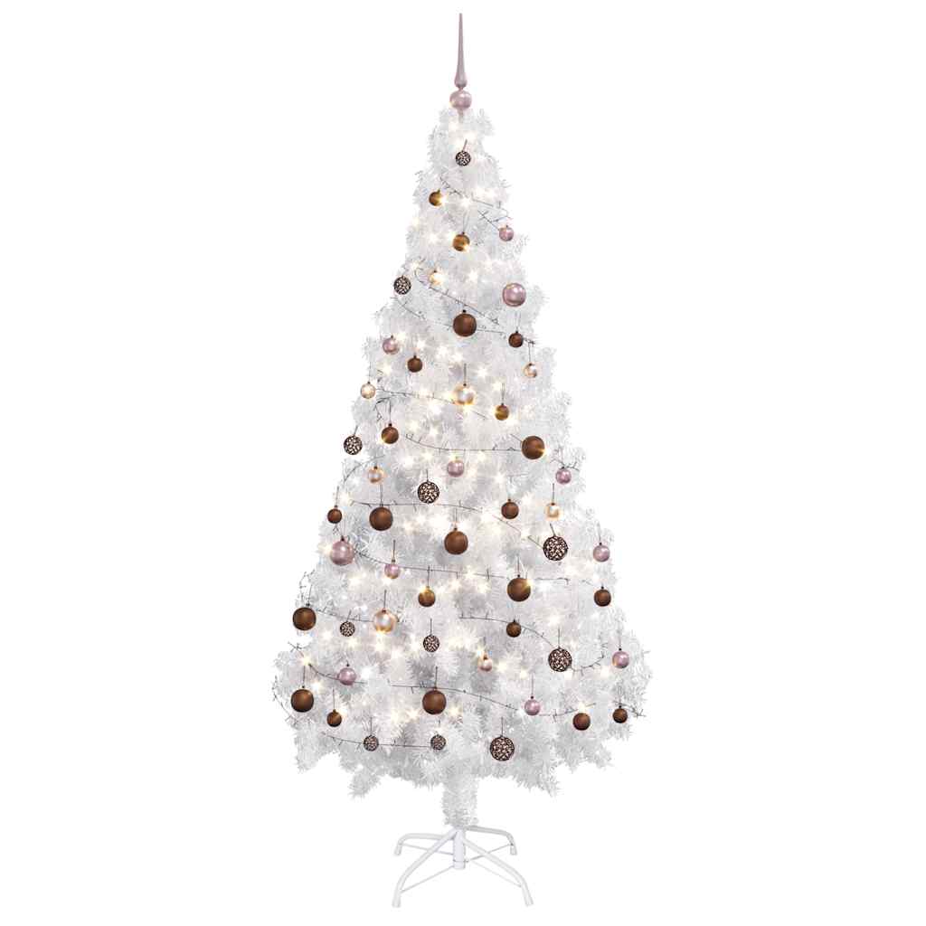 Albero di Natale Preilluminato con Palline Bianco 180 cm PVC 3077627