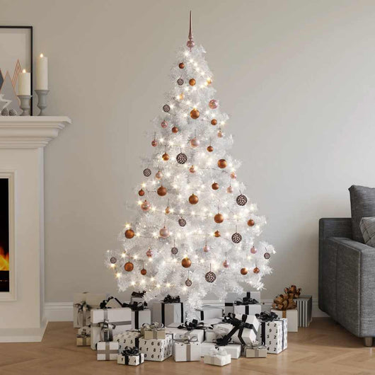 Albero di Natale Preilluminato con Palline Bianco 180 cm PVC 3077627