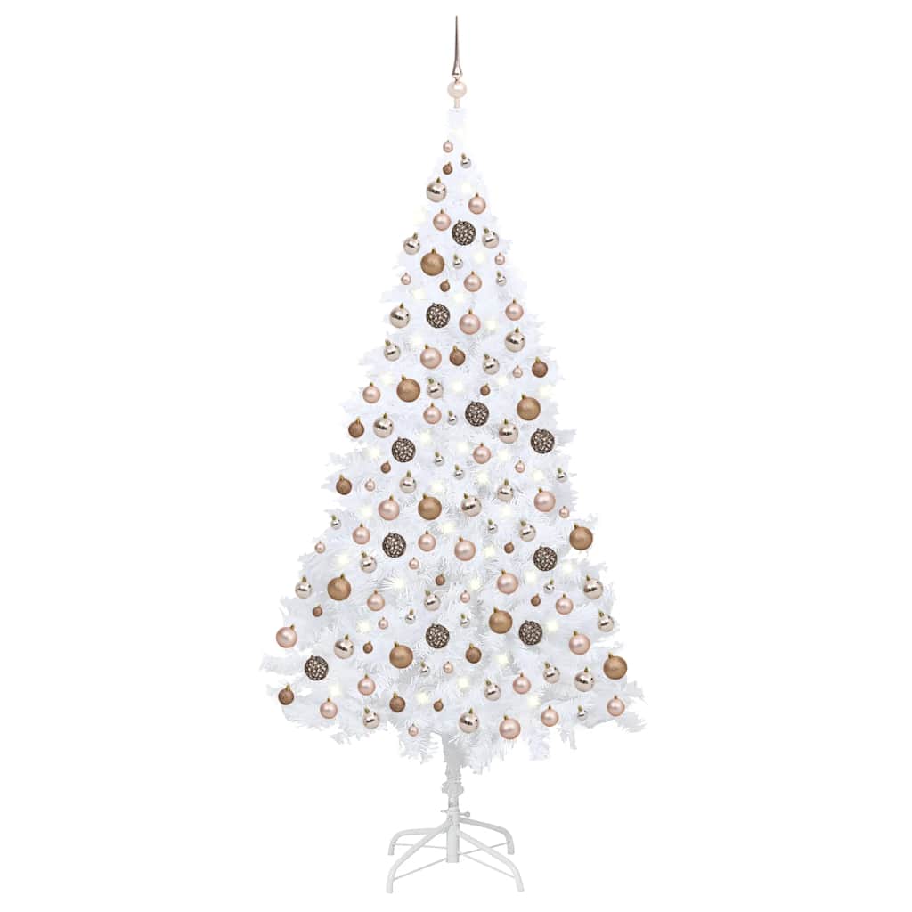 Albero di Natale Preilluminato con Palline Bianco 240 cm PVCcod mxl 120771