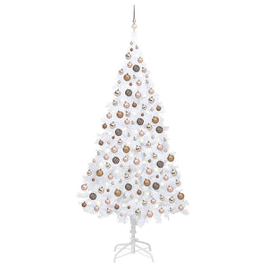 Albero di Natale Preilluminato con Palline Bianco 240 cm PVCcod mxl 120771