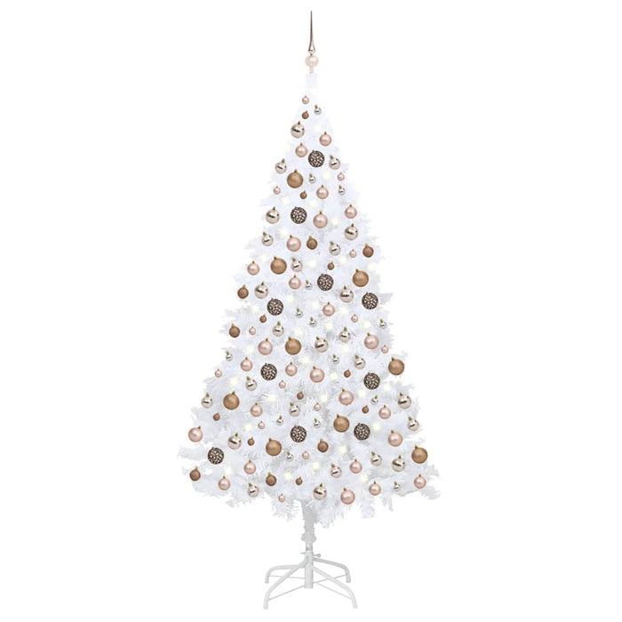 Albero di Natale Preilluminato con Palline Bianco 240 cm PVCcod mxl 120771