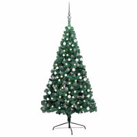 Set Albero Natale Artificiale a MetÃ  LED e Palline Verde 150cm  cod mxl 5504