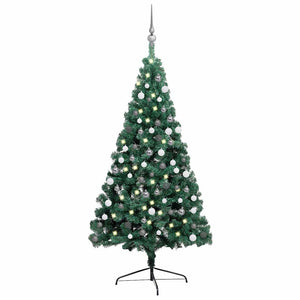 Set Albero Natale Artificiale a MetÃ  LED e Palline Verde 150cm  cod mxl 5504