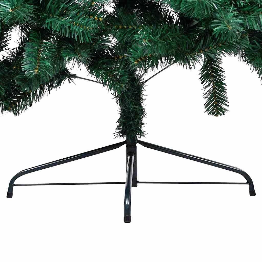Albero di Natale a Metà Preilluminato con Palline Verde 150 cm 3077650